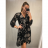 Šaty elegantní šifónové dlouhý rukáv dámské (S/M.ONE SIZE) ITALSKÁ MÓDA IMM211352/DR schwarz S / M