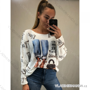 Damen Dünner Langarm Strickpullover (S / M ONE SIZE) ITALIAN FASHION IMWD216443-B