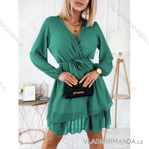 Šaty dlouhé šifonové dlouhý rukáv dámské (S/M ONE SIZE) ITALSKÁ MÓDA IMWT216531