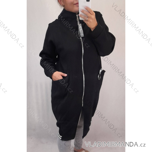 Sweatshirt verlängert Langarm Damen Oversized (X / 2XL ONE SIZE) ITALIAN FASHION IMS21303