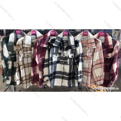 Kabátek košilový flaušový na knoflíčky dámský (S/M ONE SIZE) ITALSKÁ MÓDA IMWD217059