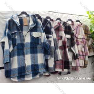 Damen Oversize Fleecejacke mit Reißverschlusskapuze (S / M ONE SIZE) ITALIAN FASHION IMWD217068