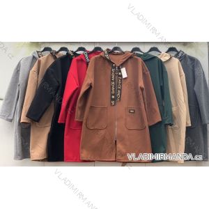 Damen Oversize Fleecejacke mit Reißverschlusskapuze (S / M ONE SIZE) ITALIAN FASHION IMWD217068