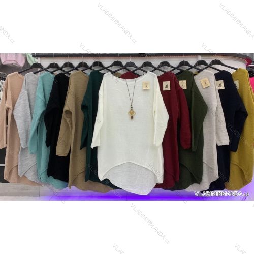 Damen Dünner Langarm Pullover mit Anhänger (L / XL ONE SIZE) ITALIAN FASHION IMWD217179