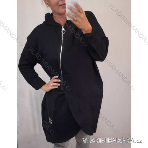 Sweatshirt verlängert Langarm Damen Oversized (X / 2XL ONE SIZE) ITALIAN FASHION IMS21303