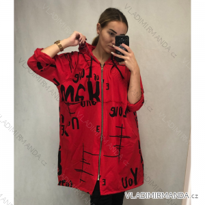 Mikina na zip s kapucí dlouhý rukáv dámská (2XL/3XL ONE SIZE) ITALSKá MóDA IM4211824