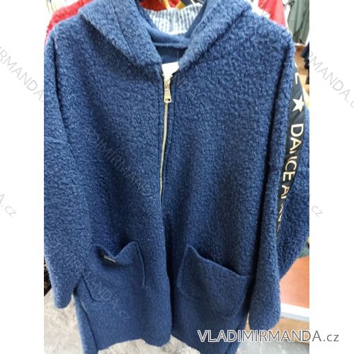 Kabát flaušový beránek s kapucí dámský (M/L ONE SIZE) ITALSKá MóDA IM321564