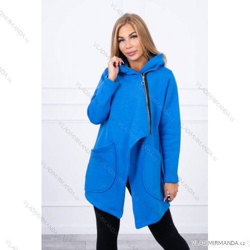 Isoliertes Sweatshirt mit asymmetrischem Reißverschluss, kornblumenblau