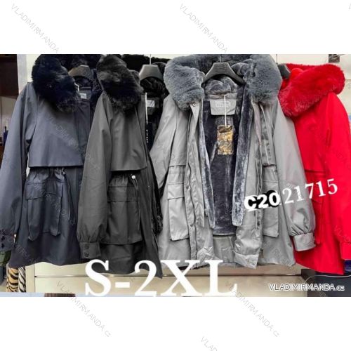 Bunda s kapucí dlouhý rukáv dámská (S-2XL) ITALSKÁ MÓDA HKW21205