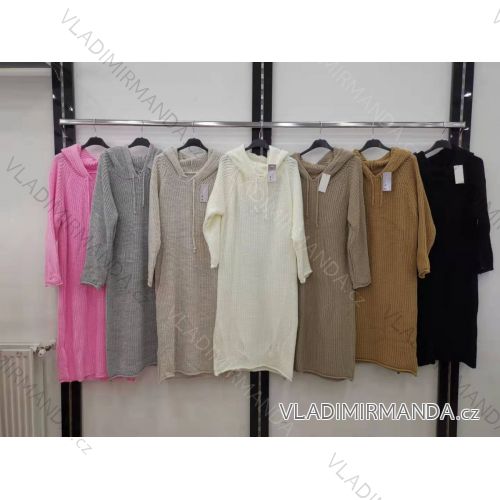 Damen Gestricktes langes Kapuzenkleid (S / M ONE SIZE) ITALIAN FASHION IMR21416