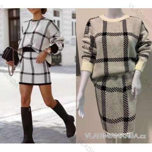 Elegantes Damen-Rock- und Langarm-Pullover-Set (S / M ONE SIZE) ITALIAN FASHION IMWA217228