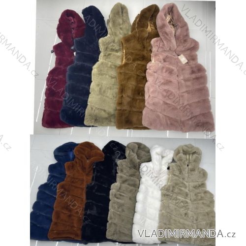 Damen Pelz-Kapuzenweste (S / M ONE SIZE) ITALIAN FASHION IMWC217337