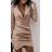 Damen Elegantes Kunstleder Langarmkleid (S-XL) ITALIAN FASHION IMWA217344