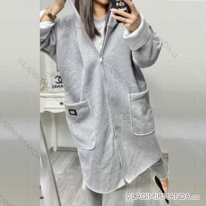 Reißverschluss-Langarm-Fleece-Mantel mit Kapuze (XL / 2XL ONE SIZE) ITALIAN FASHION IMC21839