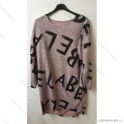 Šaty dlouhý rukáv dámské (2XL/3XL ONE SIZE) ITALSKá MóDA MA821114 pink 2XL / 3XL EINE GRÖSSE