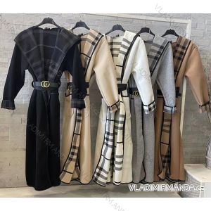 Kabát dlouhý flaušový dlouhý rukáv dámský (S/M ONE SIZE) ITALSKÁ MÓDA IMWD217081