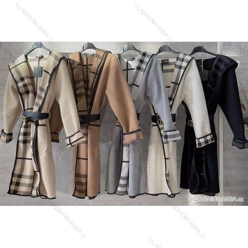 Kabát dlouhý flaušový dlouhý rukáv dámský (S/M ONE SIZE) ITALSKÁ MÓDA IMWD217081