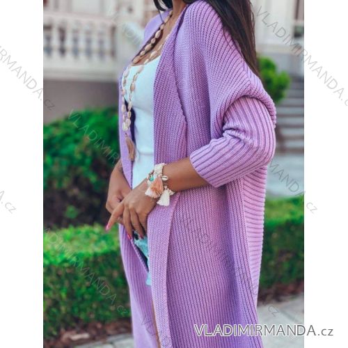 Strickjacke gestrickt dünne Feder Langarm Frauen (UNI S / L) ITALIENISCHE MODE IMK20109 hellbeige