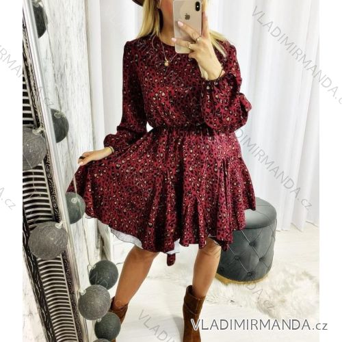 Šaty elegantní dlouhý rukáv dámské (S/M ONE SIZE) ITALSKÁ MÓDA IMWM217234