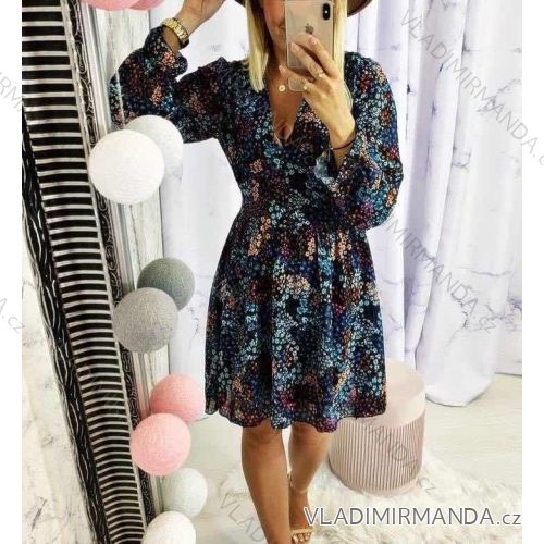 Šaty elegantní dlouhý rukáv dámské (S/M ONE SIZE) ITALSKÁ MÓDA IMWM217234