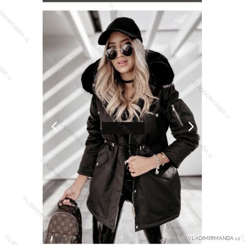 Bunda s kapucí dlouhý rukáv dámská (S-2XL) ITALSKÁ MÓDA HKW21205