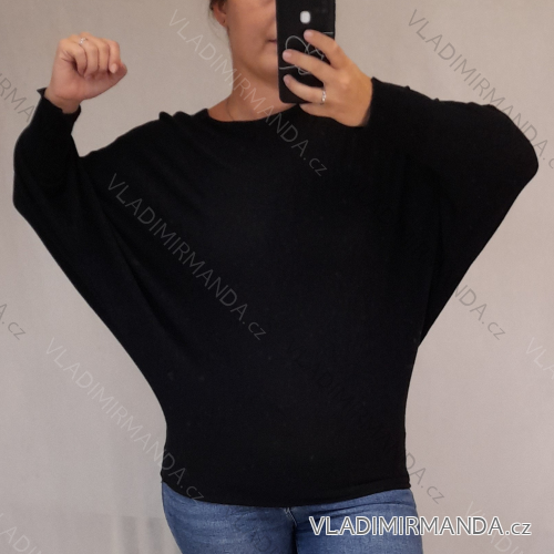 Svetr tenký dlouhý rukáv dámský (L/XL ONE SIZE) ITALSKÁ MÓDA IMP21251/DR schwarz L/XL one size