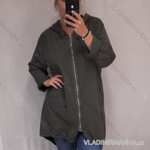 Mikina tenká s kapucí na zip dámská (M/L ONE SIZE) ITALSKÁ MÓDA IMN23NOVA