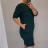 Klassisches Kleid Kurzarm Damen (2XL) ITALIAN FASHION IM321245 / DR 2XL Smaragd