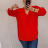 Damen Langarm Hemdkleid (2XL / 3XL ONE SIZE) ITALIAN FASHION IM321525 / DR 2XL/3XL rot