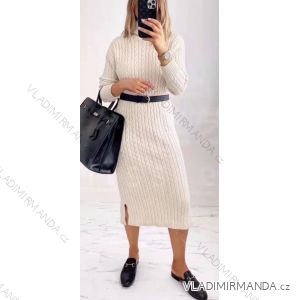 Šaty pletené dlouhý rukáv dámské (S/M ONE SIZE) ITALSKÁ MÓDA IMWY217094