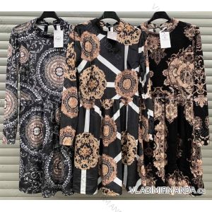 Šaty elegantní dlouhý rukáv dámské (S/M ONE SIZE) ITALSKÁ MÓDA IMWM217234