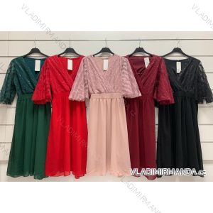 Šaty elegantní dlouhý rukáv dámské (S/M ONE SIZE) ITALSKÁ MÓDA IMWM217234