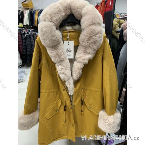 Kabát flaušový beránek s kapucí na zip dámský (L/XL ONE SIZE) ITALSKá MóDA IM321569