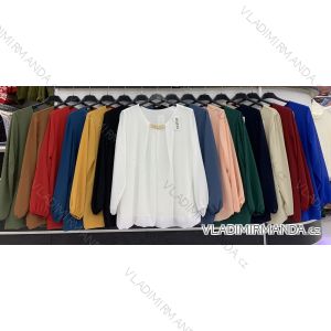 Tunika / Bluse mit Handtasche Langarm Damen (L / XL ONE SIZE) ITALIAN FASHION IMWD217083