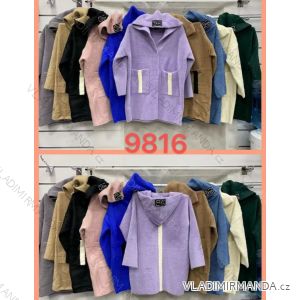 Reißverschluss Kapuzen Langarm Damen Oversized (3XL-8XL) POLISH FASHION PMWT21T21-69