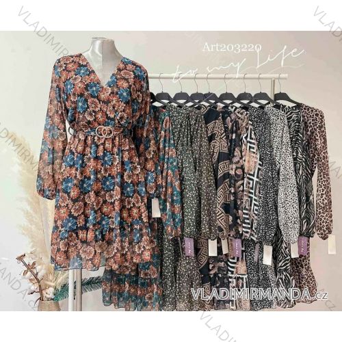 Kleid mit 3/4 Ärmeltasche für Damen (uni sl) ITALIAN Fashion IM3181746