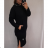 Šaty dlouhý rukáv s kapucí dámské (2xl/3xl ONE SIZE) ITALSKÁ MODA IM421588/DR schwarz 2XL / 3XL EINE GRÖSSE