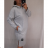 Šaty dlouhý rukáv s kapucí dámské (2xl/3xl ONE SIZE) ITALSKÁ MODA IM421588/DR Grau 2XL / 3XL EINE GRÖSSE