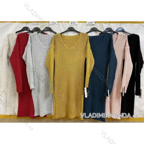 Šaty dlouhý rukáv dámské (L/XL ONE SIZE) ITALSKÁ MÓDA IM4212717