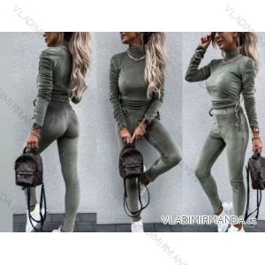 Samt Zip Hoodie Set Langarm Jogginghose Damen Lang (S / M ONE SIZE) ITALIAN FASHION IMWY21735