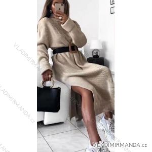 Šaty pletené dlouhý rukáv dámské (S/M ONE SIZE) ITALSKÁ MÓDA IMWY217094