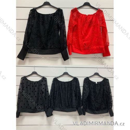Tričko elegantní dlouhý rukáv dámské (UNI S/M) ITALSKÁ MÓDA IMM20954