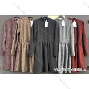 Šaty elegantní dlouhý rukáv dámské (S/M ONE SIZE) ITALSKÁ MÓDA IMWM217234
