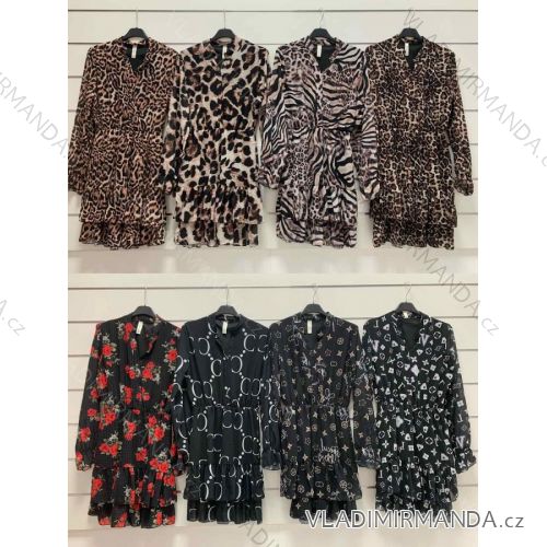 Kleid mit 3/4 Ärmeltasche für Damen (uni sl) ITALIAN Fashion IMWD20527