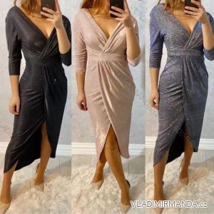 Šaty elegantní dlouhý rukáv dámské (S/M ONE SIZE) ITALSKÁ MÓDA IMM211535