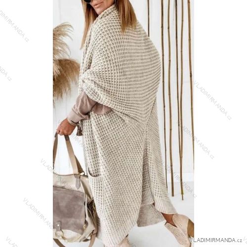 Strickjacke gestrickt dünne Feder Langarm Frauen (UNI S / L) ITALIENISCHE MODE IMK20110