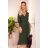 356-2 Wickelkleid mit Einfassung - khaki Streifen