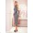 353-2 Tailliertes Kleid mit seitlichem Schlitz - schwarz-graues Hahnentritt-Muster