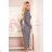 353-2 Tailliertes Kleid mit seitlichem Schlitz - schwarz-graues Hahnentritt-Muster