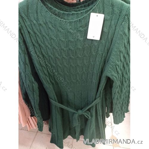 Damen Pullover Lang Langarm Strickkleid (L / XL ONE SIZE) ITALIAN FASHION IM721314